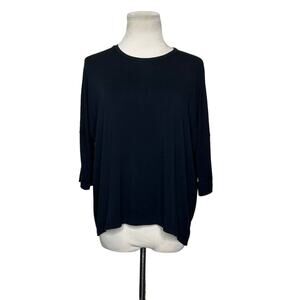 Organic by John Patrick black 3/4 sleeves oversize top size Small